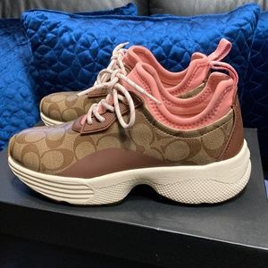 COACH khaki saddle shoes